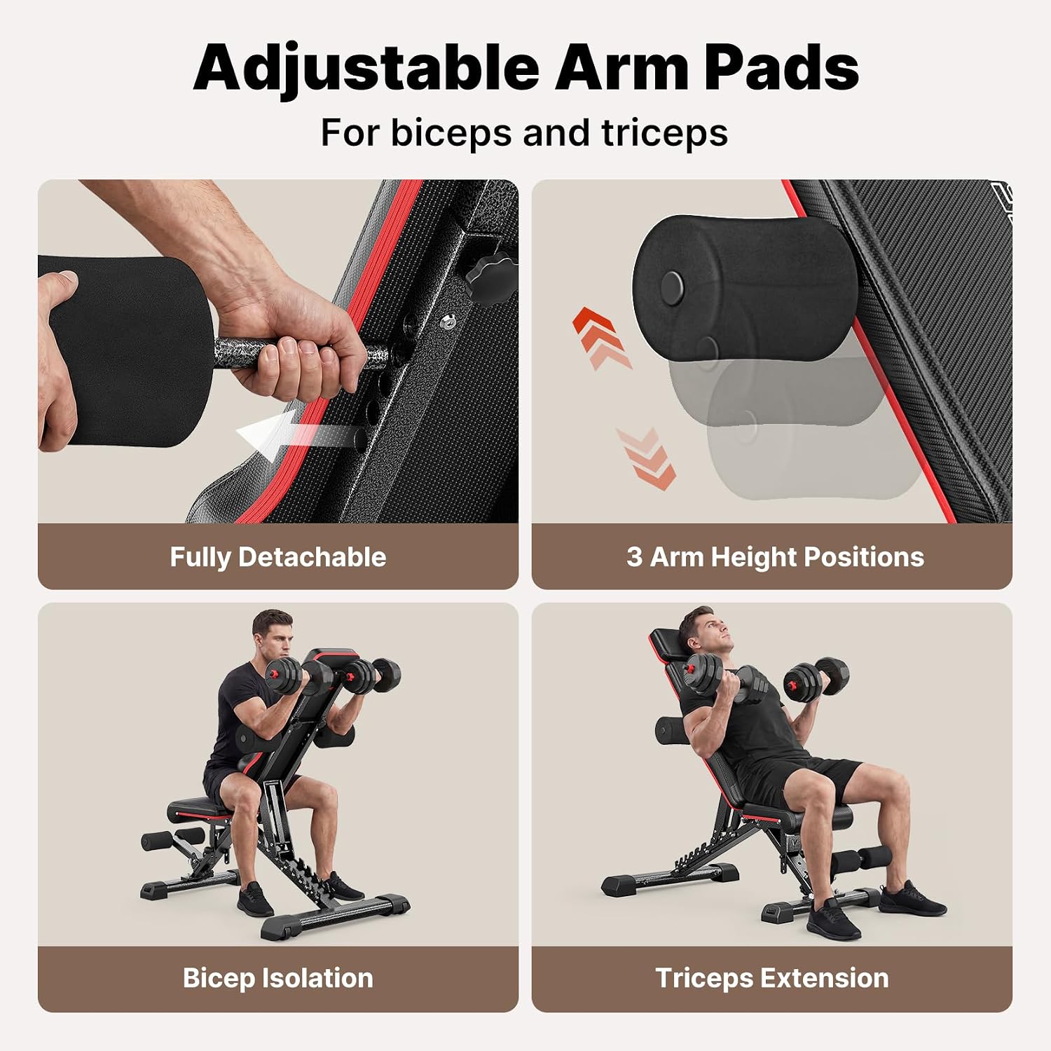 Adjustable Weight Bench with Bench Press Stand, Foldable Workout Bench with Extended Head/Elbow Pad(for Users up to 7')