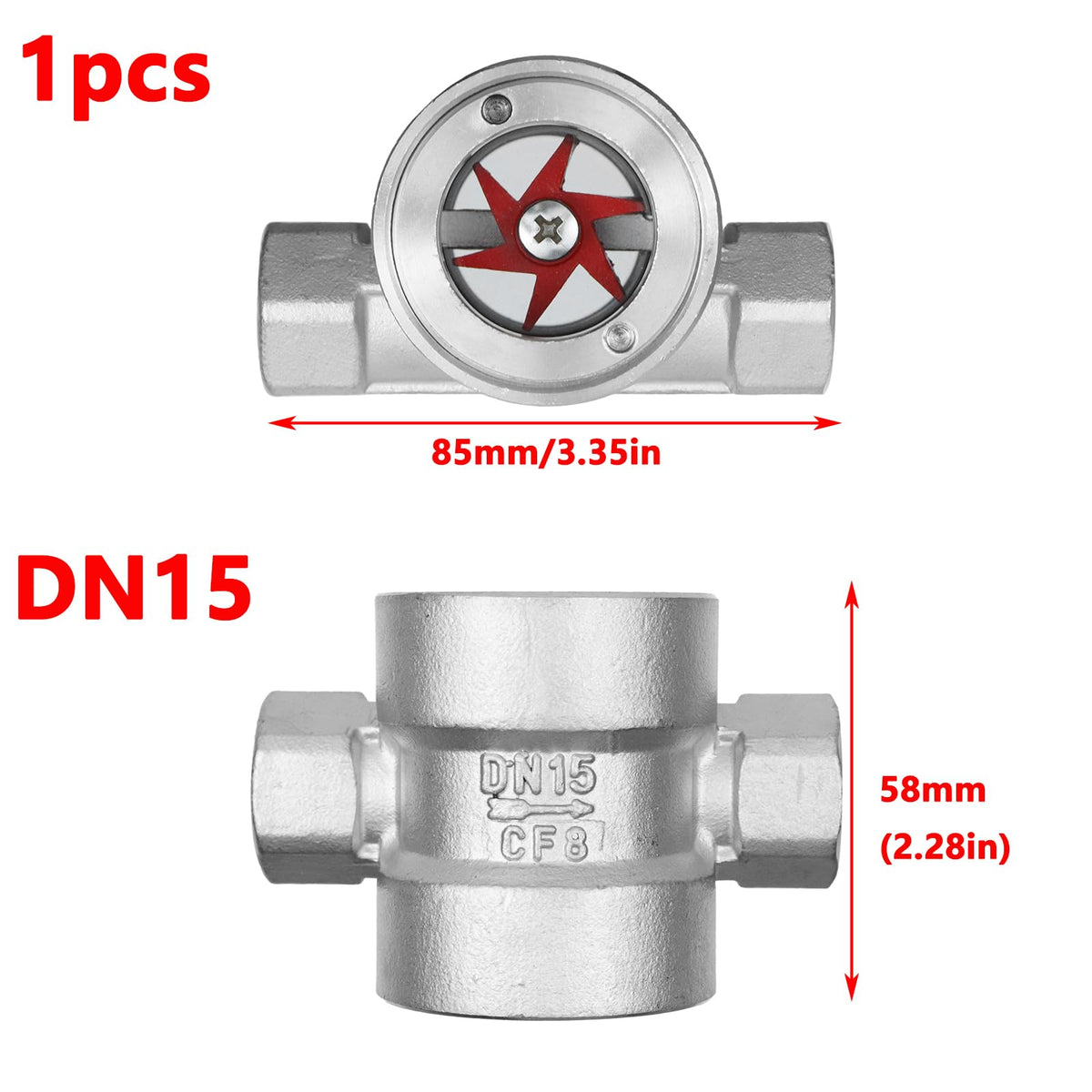 Antrader 1/2"NPT Female 304 Stainless Window Sight Glass Flow Indicator
