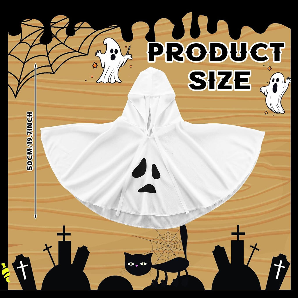 Halloween Dog Ghost Costume White Dalmatian Pet Costume with Hats Ghost Costumes for Dogs Cats Pet Cosplay Cape