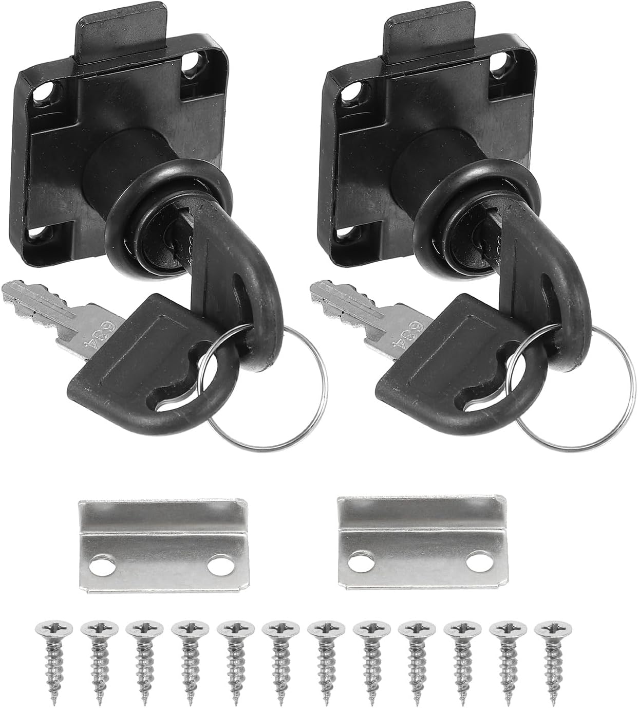 2 Pack Drawer Lock with Keys, Keyed Different Alloy Steel Desktop Lock with 7/8" Length 3/4" Dia Cylinder Cam Cabinet