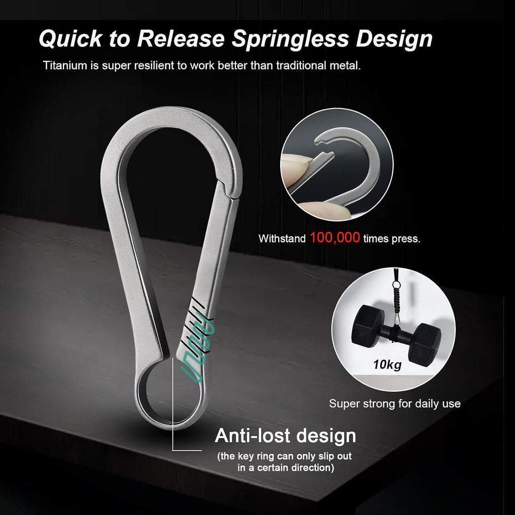 Key Clip Carabiner Keychain Small Titanium | Heavy Duty, Key Holder, Secure Key Chain Clips, Ultra-Light, Stronger