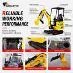 1.8 Ton Mini Excavator with Kubota-Diesel Engine & Swing Boom