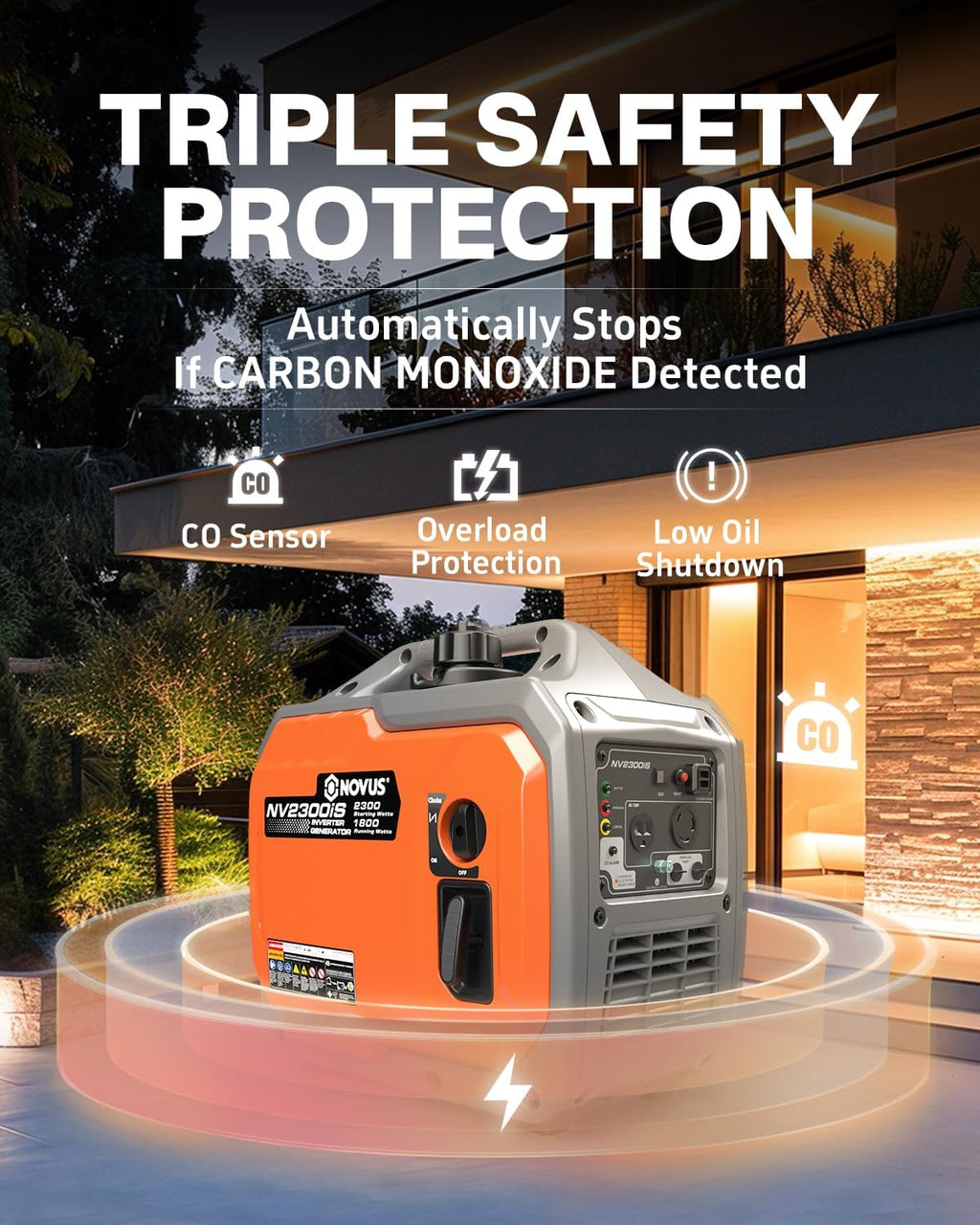 2300 Watts Portable Inverter Generator, Super Quiet Gas Generator, Stable Small Generators for Camping, Home and RV
