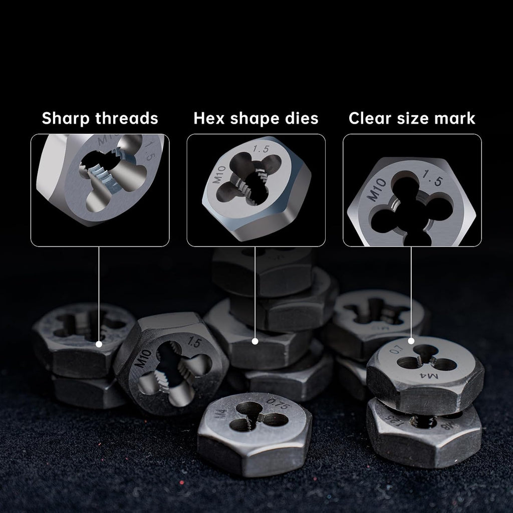 ROTATION 39-Piece Metric Tap and Die Set, M3-M12 Thread Repair Kit