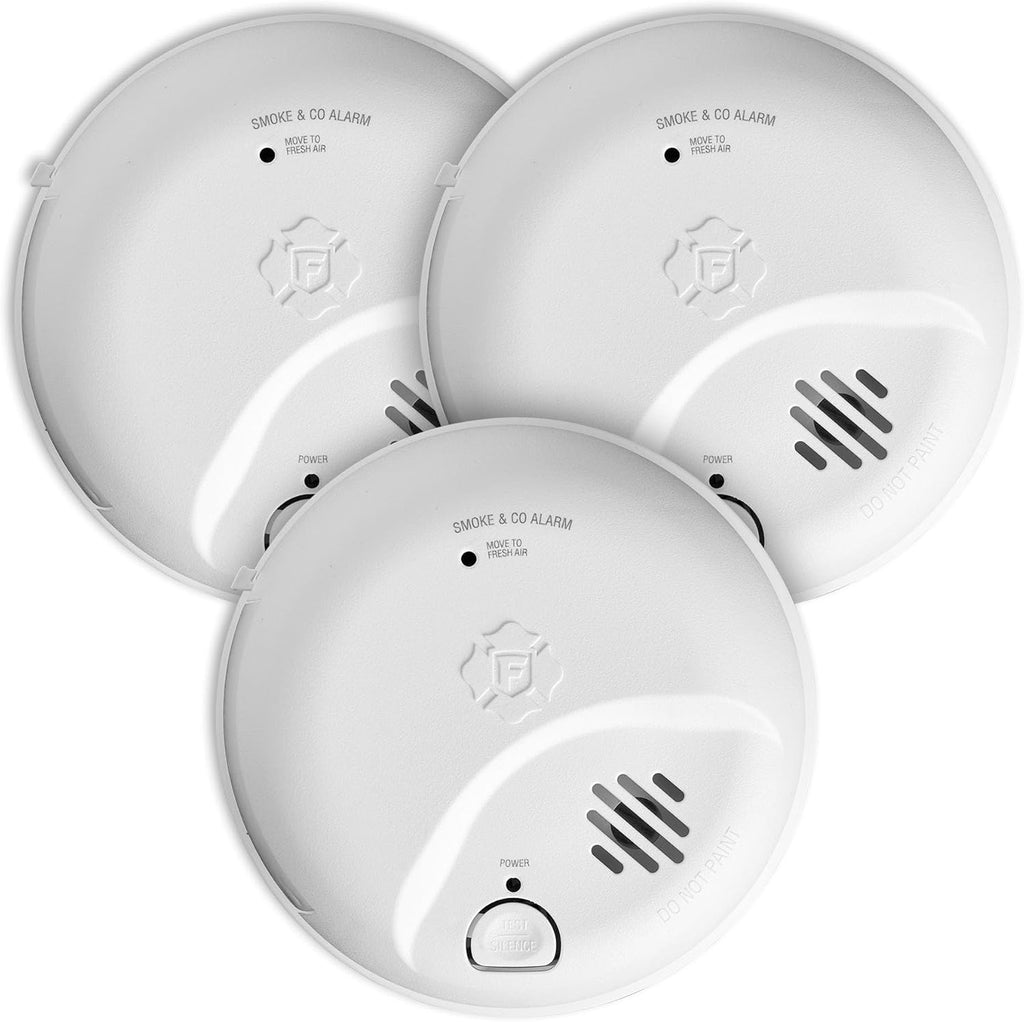 Combination Smoke & Carbon Monoxide Alarm, Battery Operated Detector with Test & Silence Button, SMICO100, 3-Pack