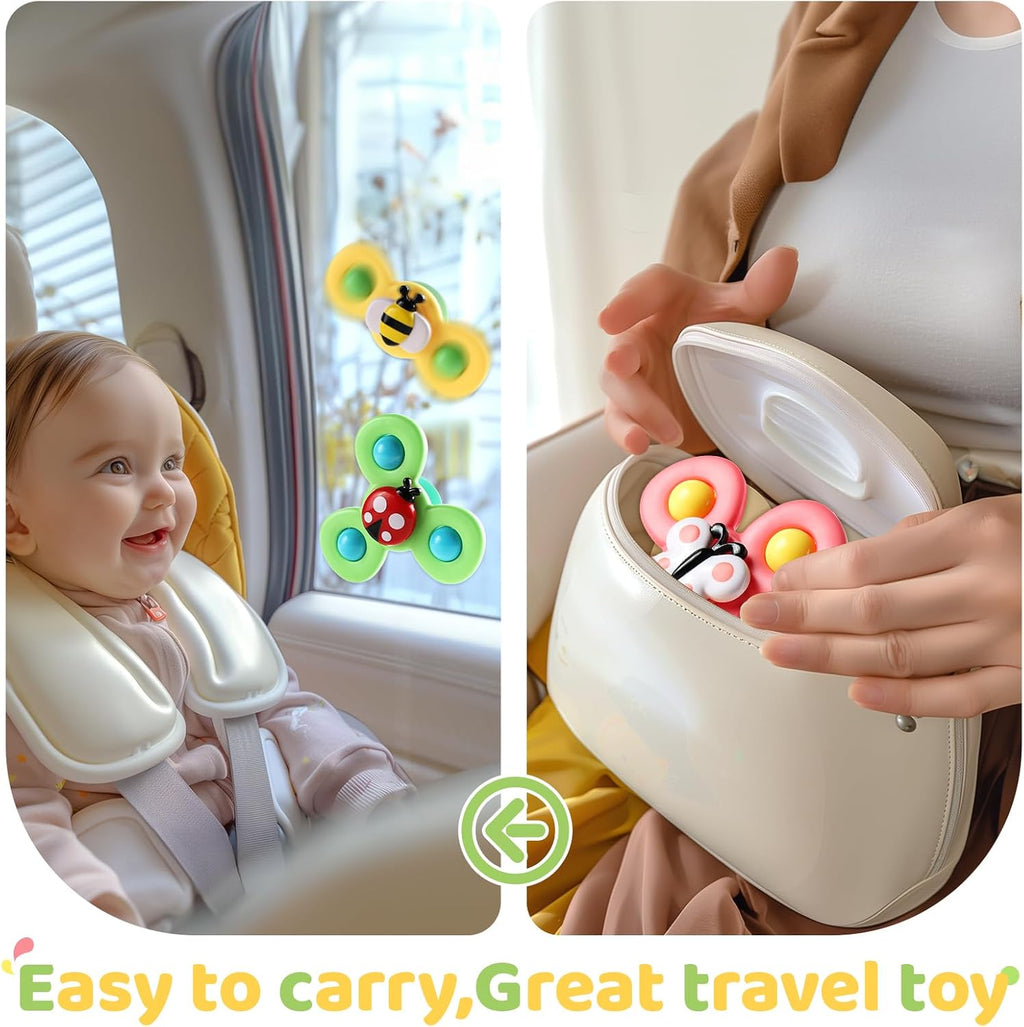 3PCS Suction Cup Spinner Toys for 1 Year Old Boy Girl|Spinning Top 12 18 Months|1 2 Year Old Boy Birthday Gift|Baby