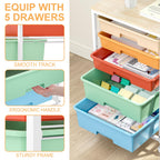 Utility Cart with Drawers,5 Drawers Storage Cart,Macaron