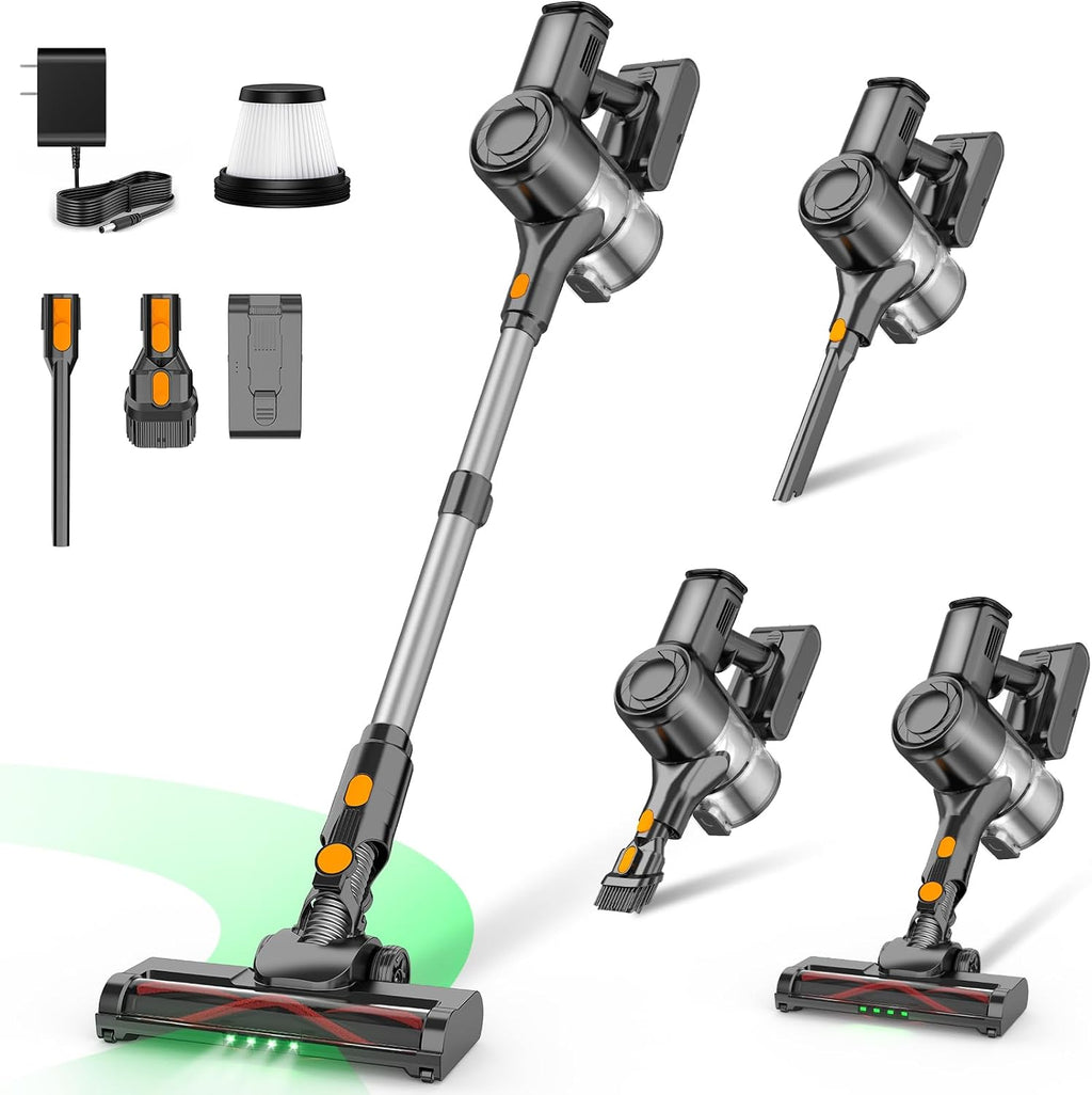Cordless Vacuum Cleaner,40 Mins Runtime Lightweight Stick Vacuum Cordless,Self-Standing,Powerful Suction, Anti-Tangle