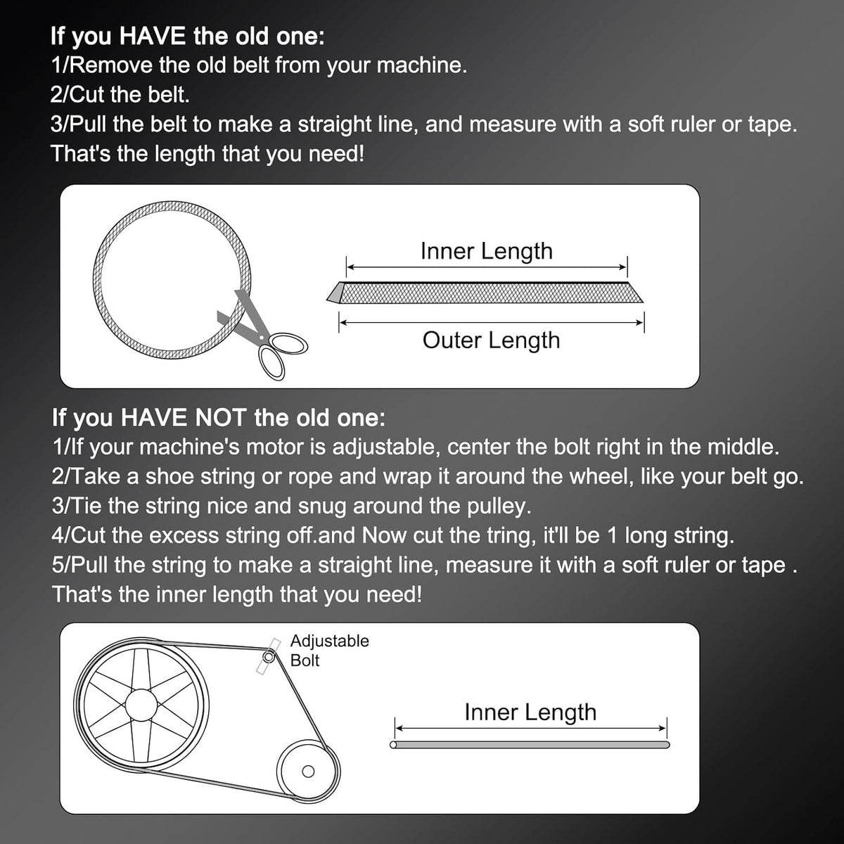 uxcell A83 1/2 Classic Wrapped V-Belt,85" Outer Circ A Profile,Black