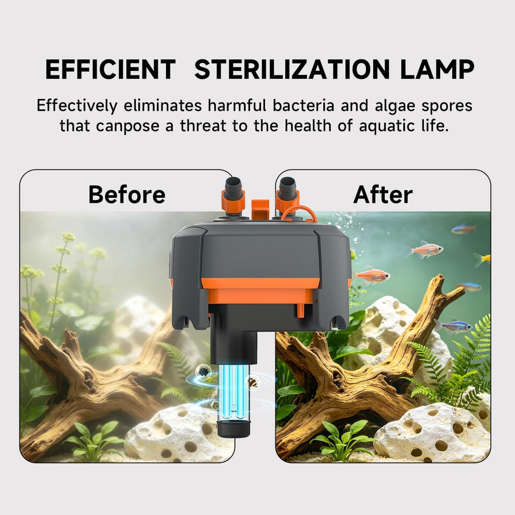 External Canister Filter, Ultra‑Quiet Aquarium Filter with Complete Filter Media, Freshwater & Saltwater for 29‑40