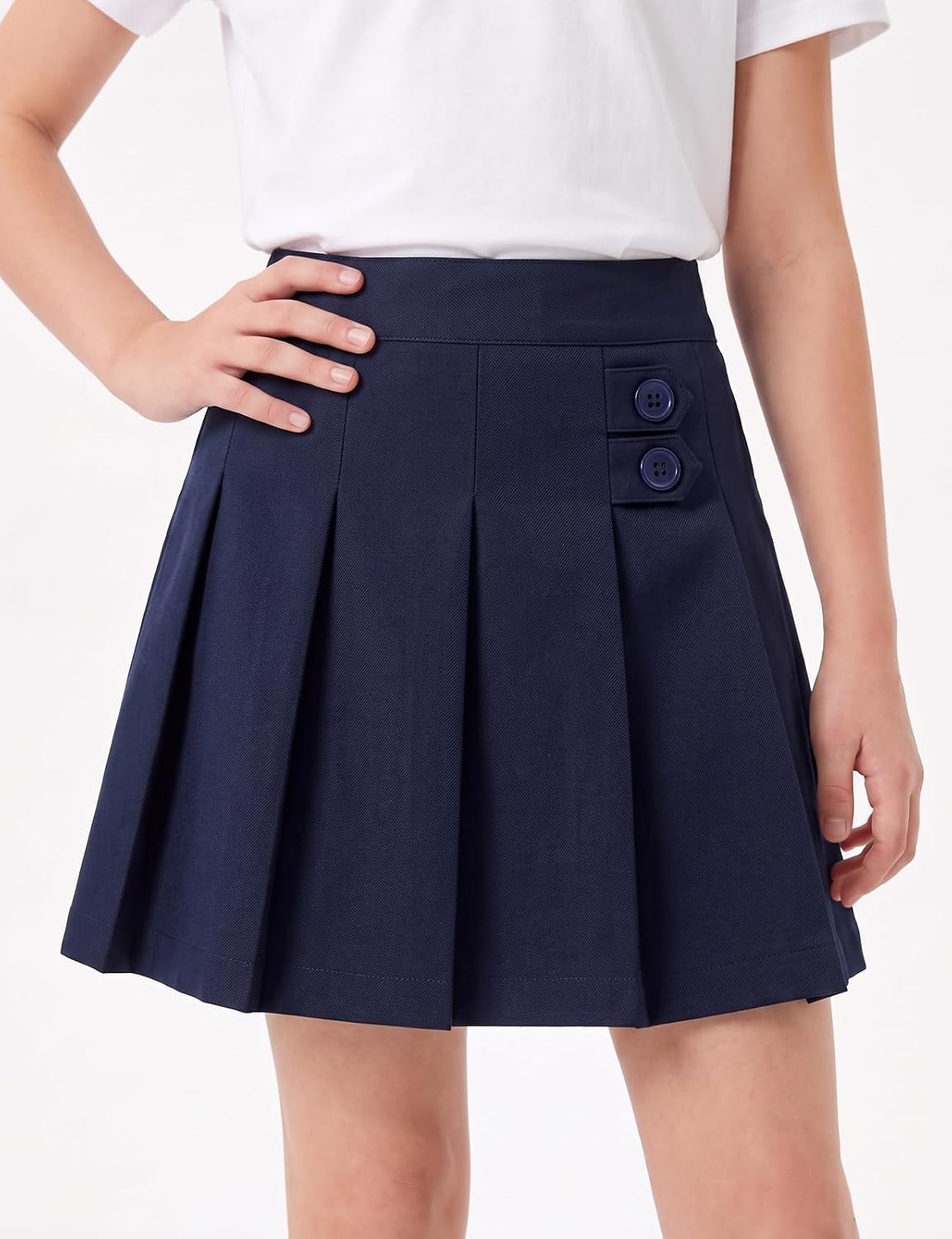 Girls Button Pleated Scooter Skirt School Uniform Skort (5-12 Years)