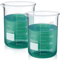 2 Pcs 2000ml Beaker 3.3 Borosilicate Glass Beakers Lab Beakers