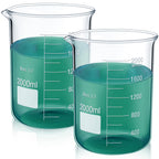 2 Pcs 2000ml Beaker 3.3 Borosilicate Glass Beakers Lab Beakers