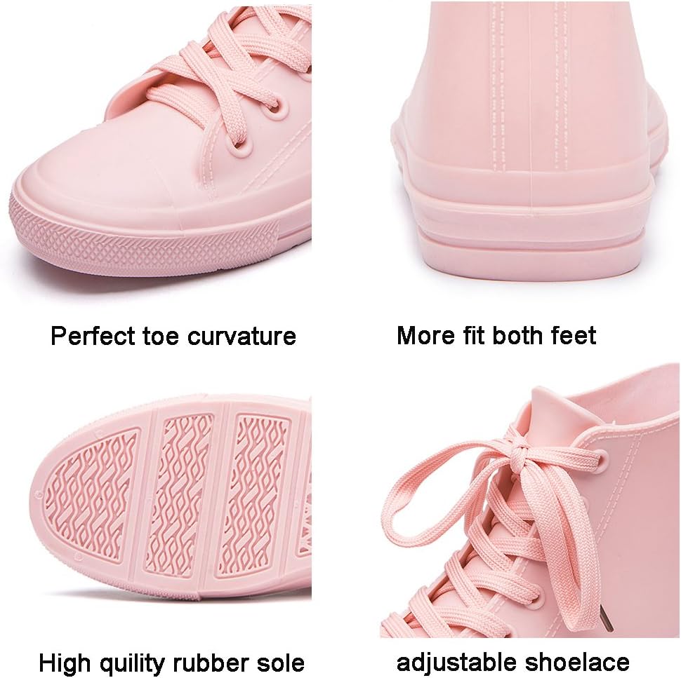 Women's Rain Boots Waterproof Rain Shoes with Lace Up Garden Shoes | high top, stain-resistant and easy to clean