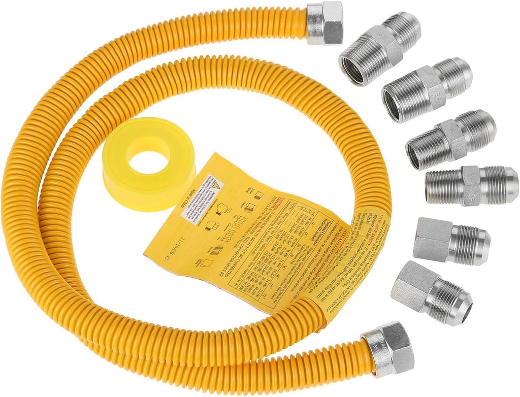 48"Gas Hose Connector Kit Gas Line for Dryer, Water Heater, Stove