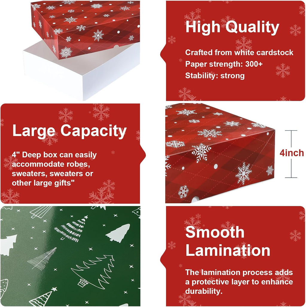 12 Pack 17" Christmas Gift Boxes with Lids - Large (4" Deep) Gift Boxes for Present, Wrapping Robe, Shirt, Clothing