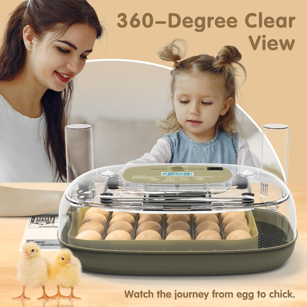 Egg Incubators Incubator for Hatching Eggs 24 Eggs Egg Incubator for Lab Home Farm with Automatic Egg Turning for