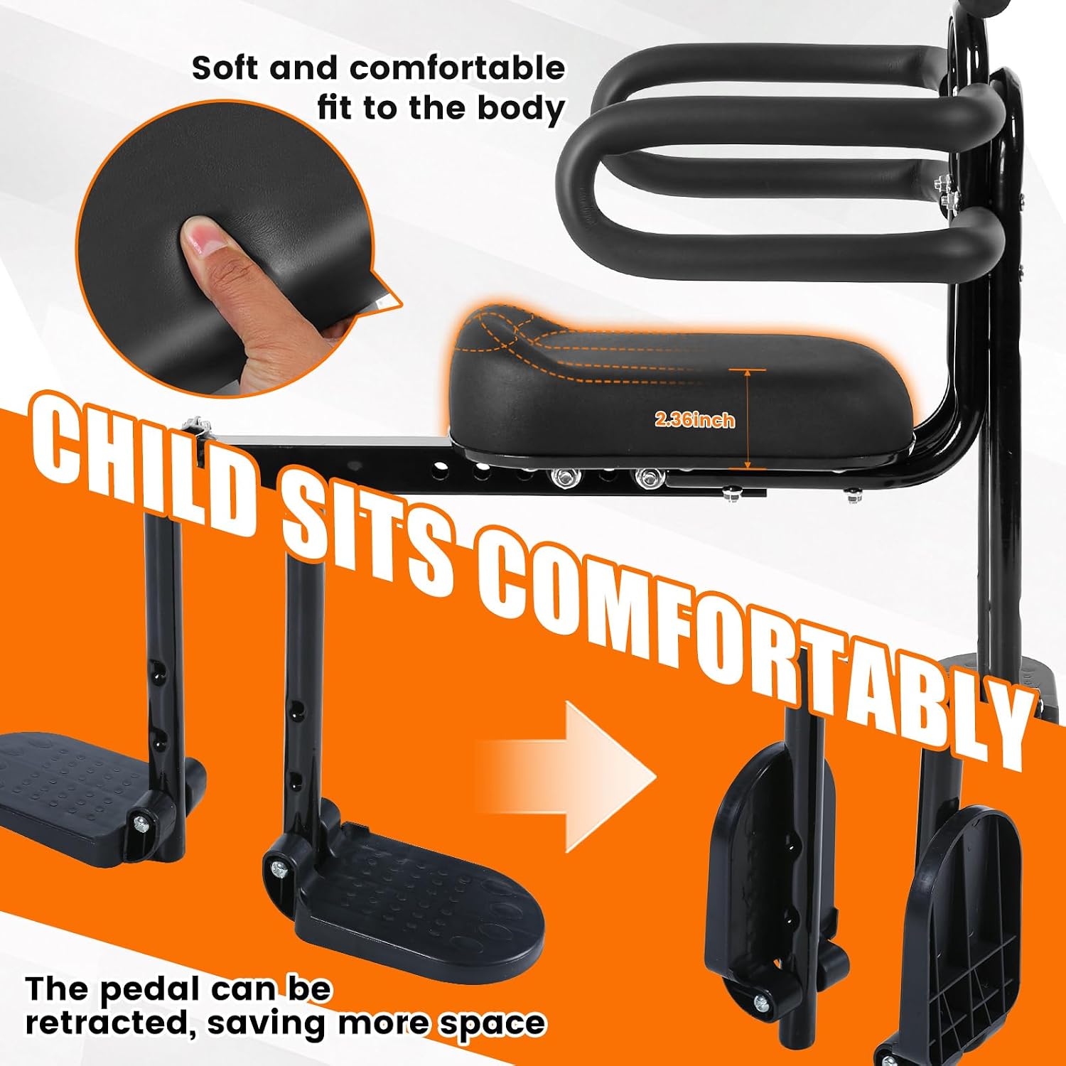 Kids Bike Seat Front Mounted and Handlebar Child Bike Seat Detachable Front Mounted Toddler Bicycle Seats Bicycle
