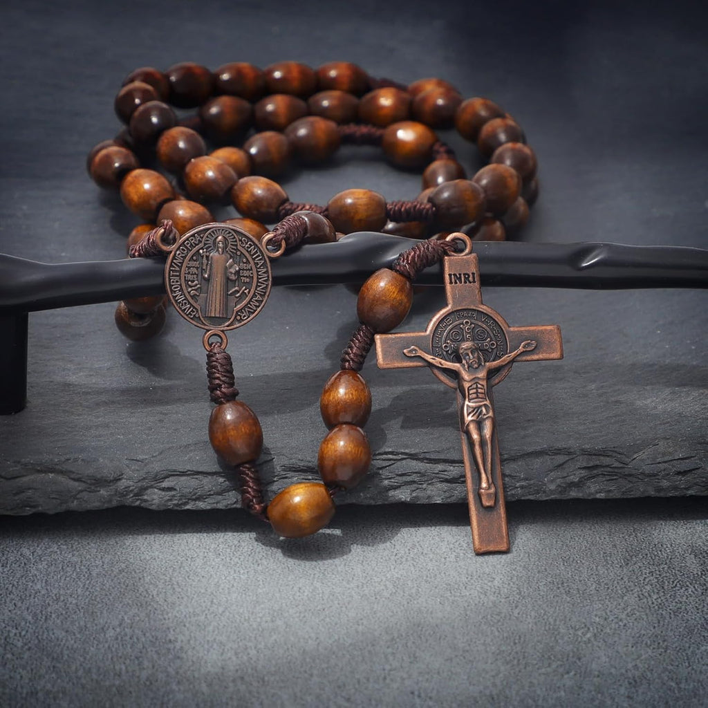 Handmade Wooden Catholic Rosaries, Rosary Beads Necklace Wood Christian Prayer Beads Catholic Christian Gift