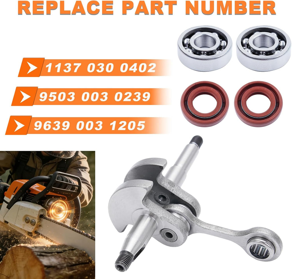 MS194T MS193T Crankshaft Ball Bearings Seals Kit for Stihl MS194T MS193T MS194 MS193 MS 194T 193T Gas Top Handle Chainsaw Parts 1137 030 0402, 9503-003-0239, 9639-003-1205