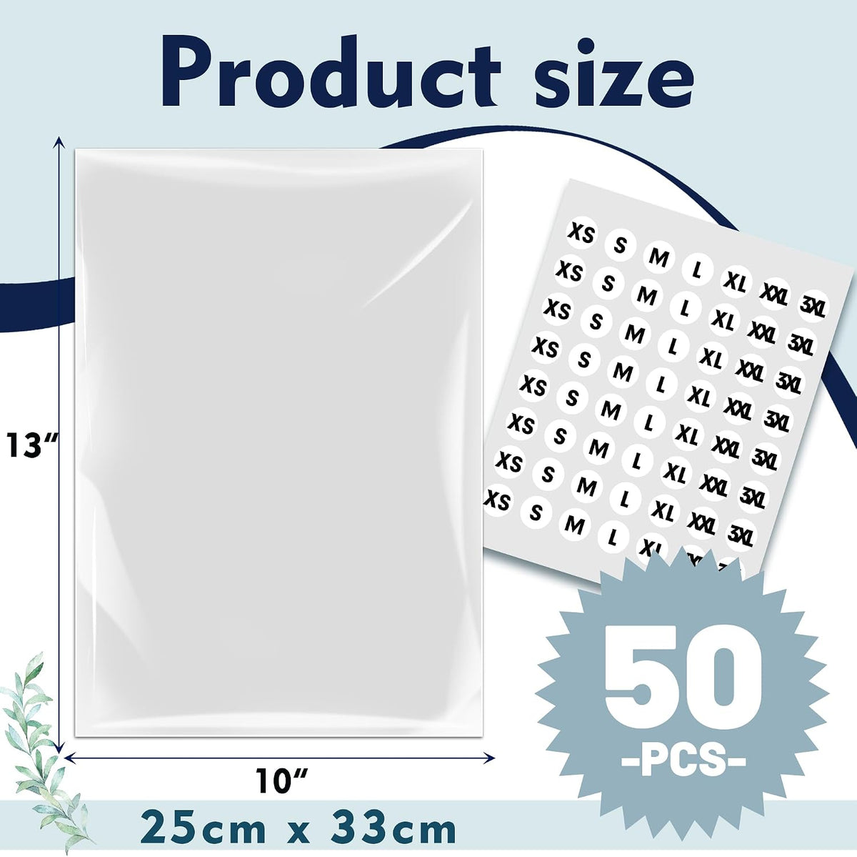 50 Count 10 x 13 Inches Clear Cellophane Plastic Bags for Clothes