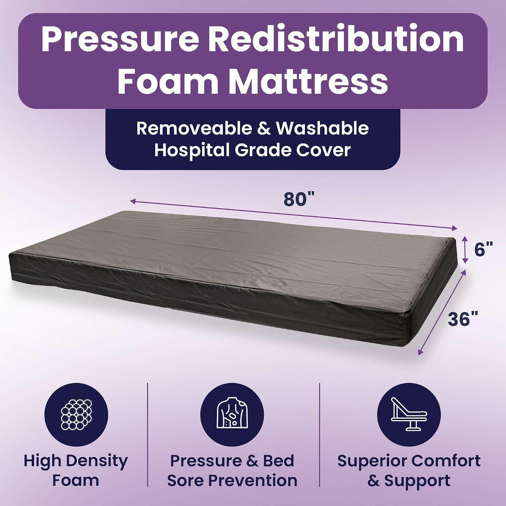 Full Electric Hospital Bed Package for Home Use and Seniors - with Foam Mattress, Half Rails - Multi Function