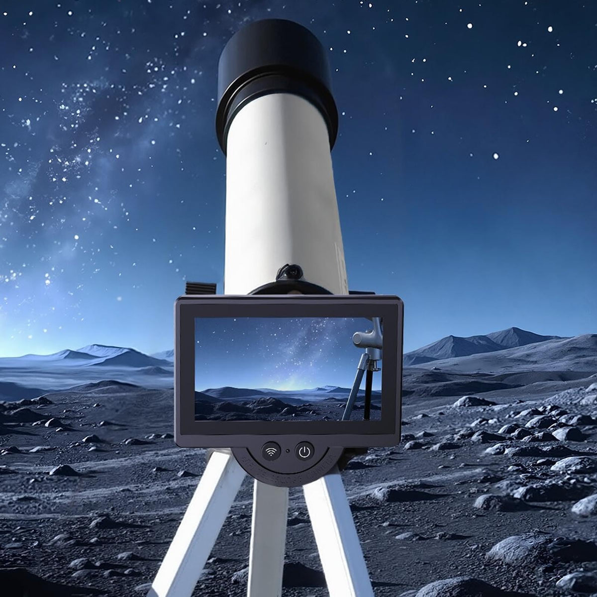 WiFi Telescope Camera, Electronic Eyepiece Camera Recording Via App with 4.3 Inch Screen, Digital Telescope Eyepiece