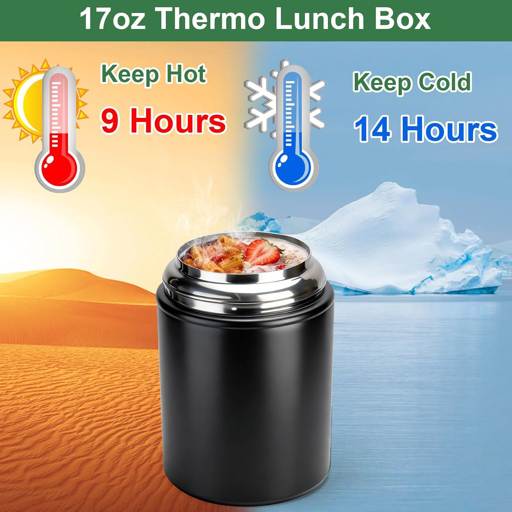 Thermo for Hot Food, 18oz Soup Lunch Box for Adults, Stainless Steel | Insulated Vacuum Food Jar Container with