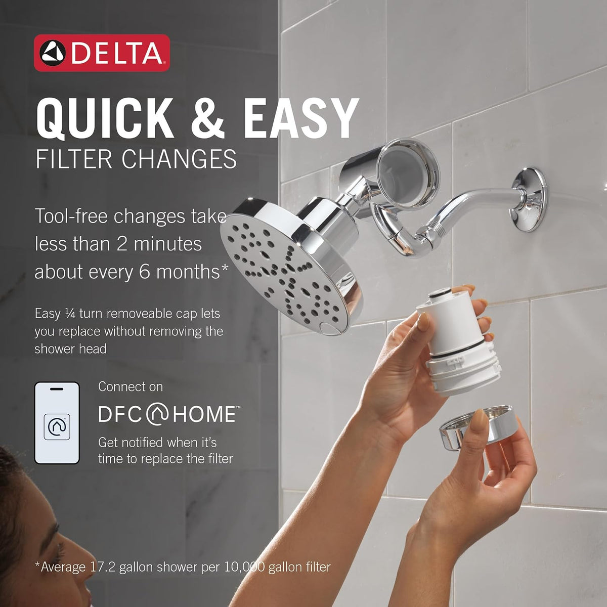 Faucet Clarifi Premium Shower Filter Attachment with Filter, Hard Water Shower Filter, Shower Head Filter, Chrome 5SF100