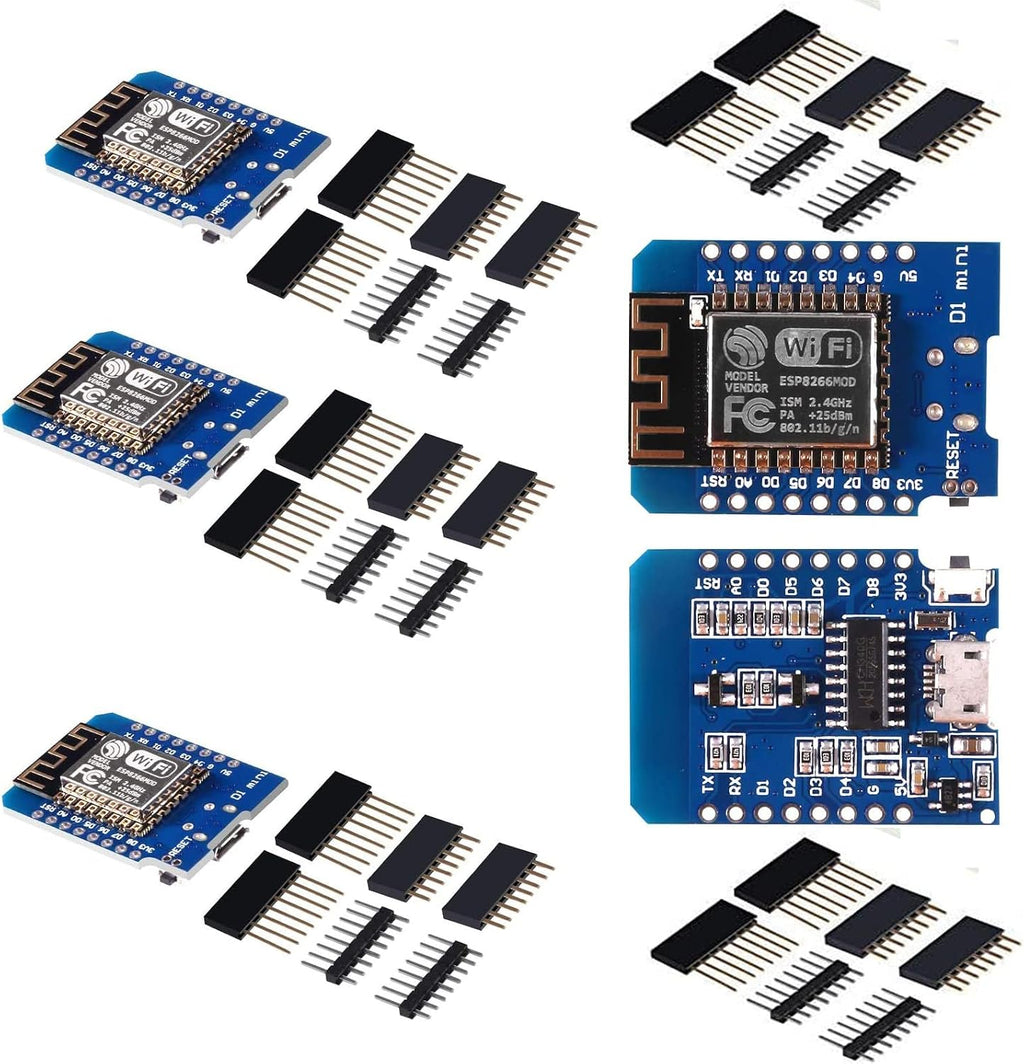 5PCS WLAN WiFi Internet Development Board D1 Mini NodeMcu Lua 4M Bytes Development Module Base on ESP8266 ESP-12F for Arduino Compatible with WeMos D1 Mini (5PCS)