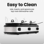 Triple Slow Cooker & Food Warmer, Three Crock Slowcooker with 2.5 Qt. Ceramic Crocks, 7.5-Quart Total Capacity