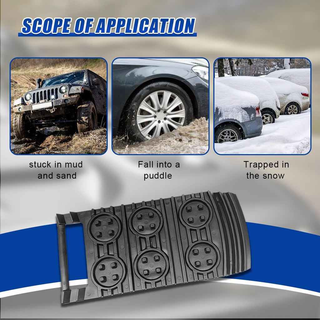 Off-Road Traction Board, Portable Car Wheel Anti-Skid Pad for Ice & Mud & Snow & Sand, Multi-Function Recovery Board