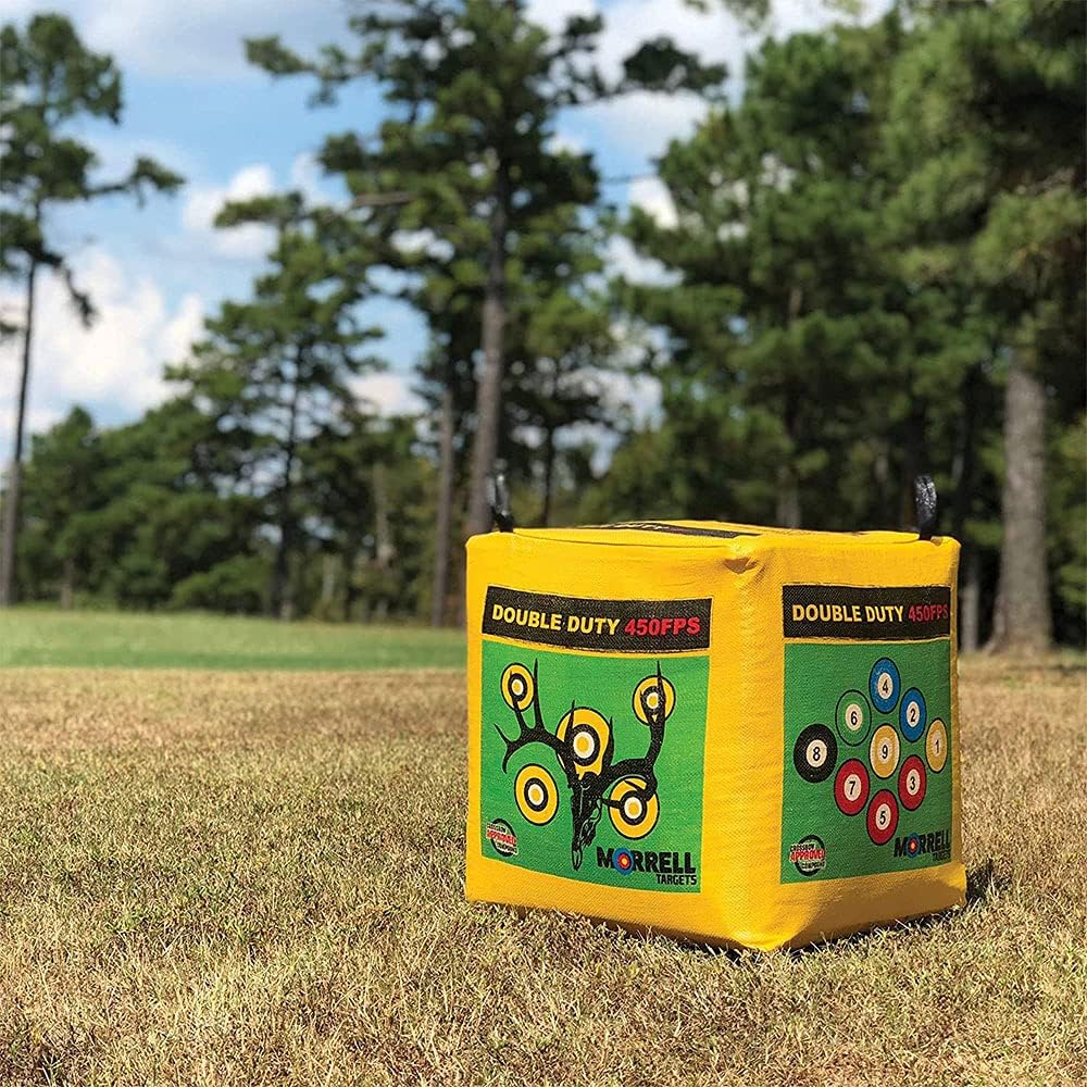 Double Duty 450 FPS Cube Field Point Archery Bag Target, Yellow | Portable Backyard Hunting Practice with Traditional