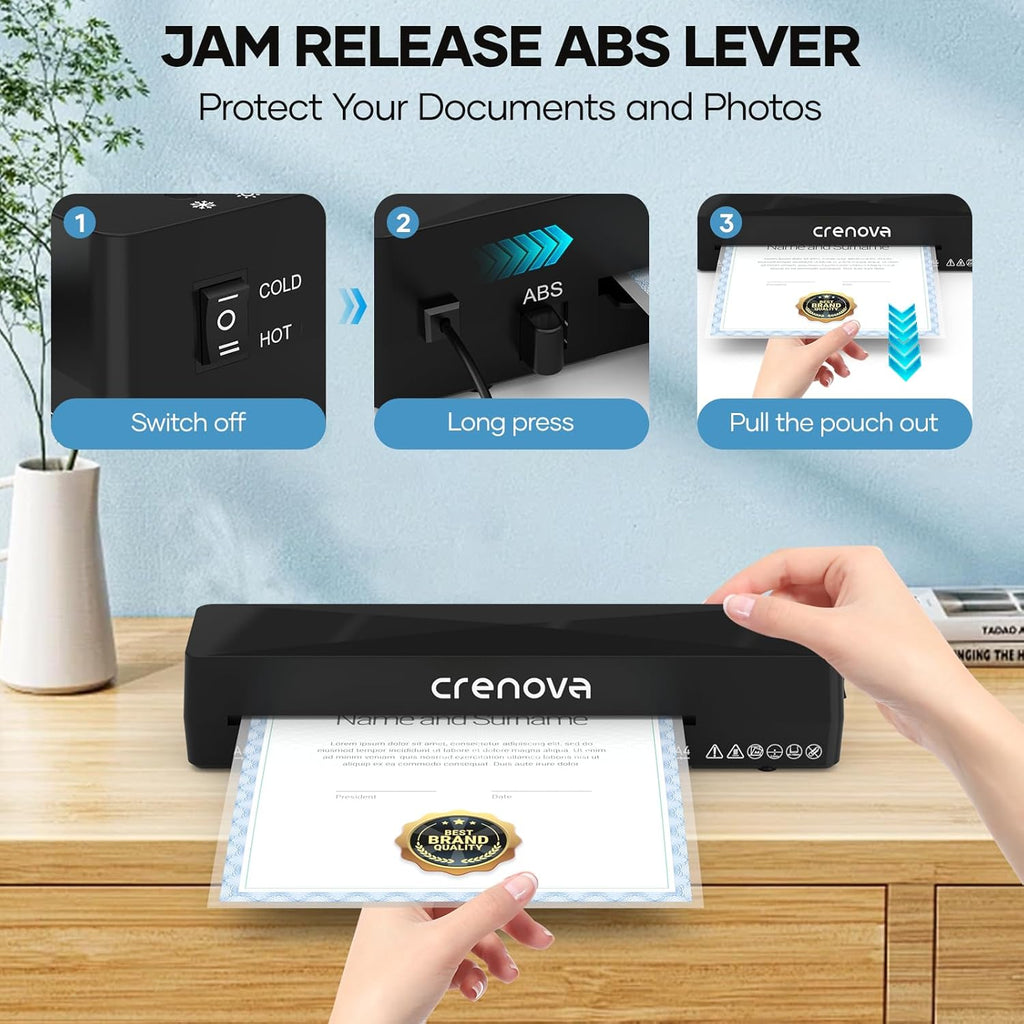 Laminator Machine with 10 Laminating Sheets, A4 Laminating Machine | Hot & Cold with Fast Warm Technology, Thermal