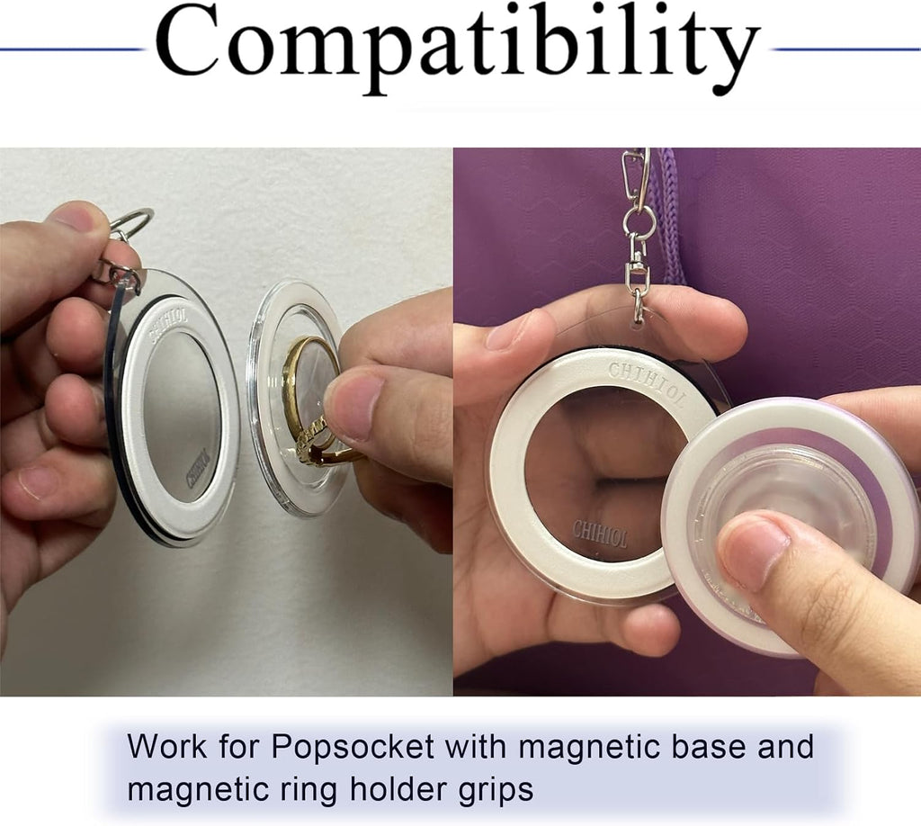 Magnetic Phone Grip Storage Keychain for Popsocket Magnetic Phone Grip Ring Holder Storage for Bag Keychain Portable