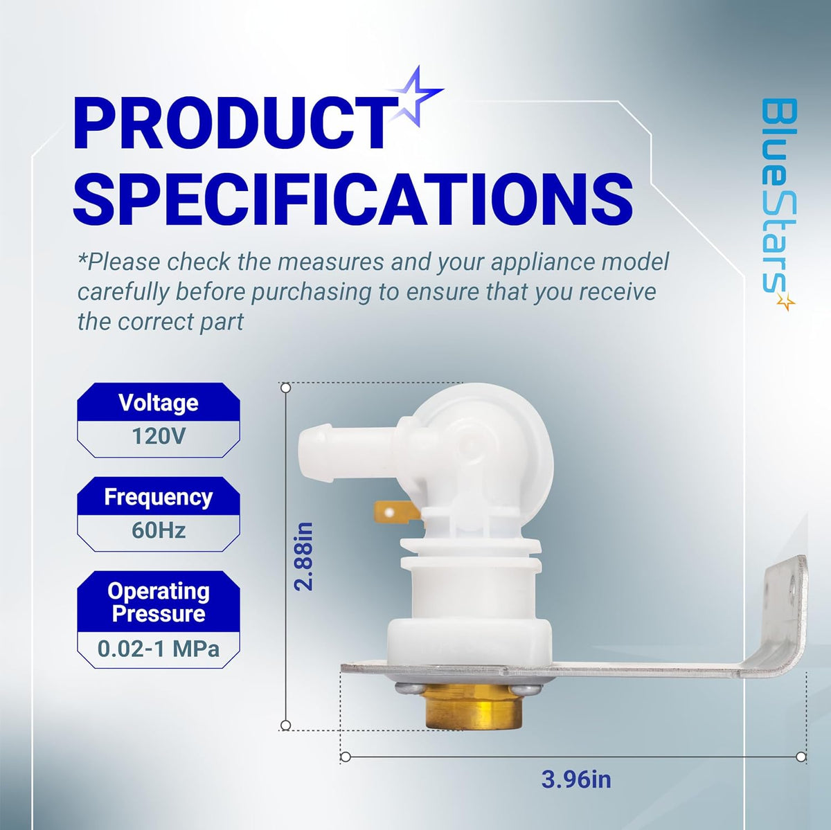 BlueStars 154637401 Dishwasher Water Inlet Valve Assembly