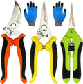 Pruning Shears, 4 Pack Garden Shears with Gardening gloves, Clippers Handheld, Stainless Steel Garden Snips, Lengnoyp