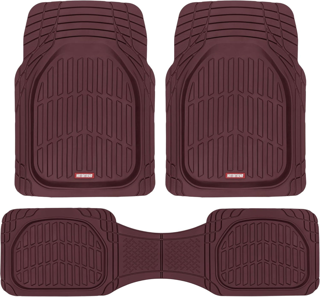 FlexTough Floor Mats for Cars, Burgundy Deep Dish All-Weather Car Mats, Waterproof Trim-To Fit Automotive Cars Trucks