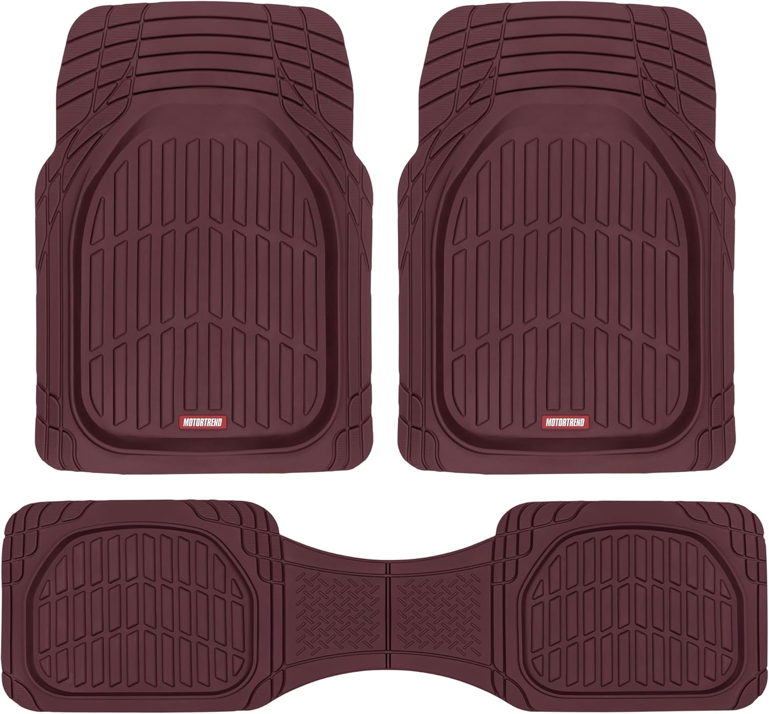 FlexTough Floor Mats for Cars, Burgundy Deep Dish All-Weather Car Mats, Waterproof Trim-To Fit Automotive Cars Trucks