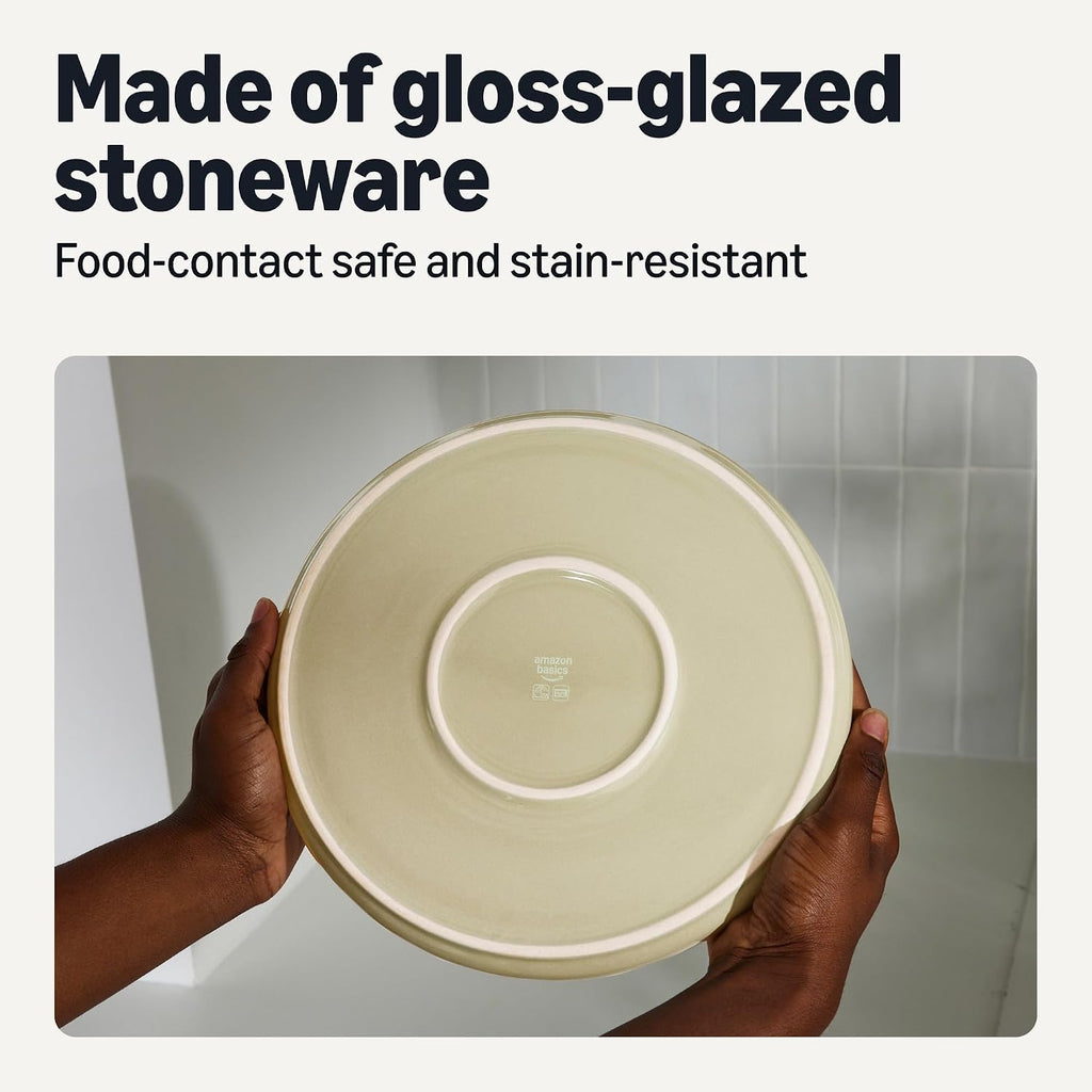 Glazed Stoneware Dinner Plates, Ceramic 4-Piece Set, Microwave and Dishwasher-Safe, 10.5 in., Ivory
