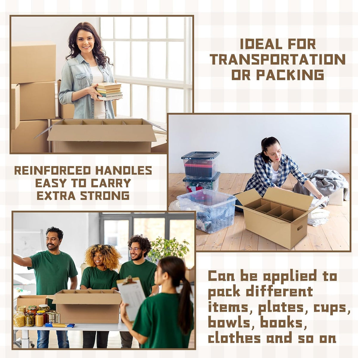 6 Sets Dish Packing Boxes for Moving, 24 x 12 x 11 Inches