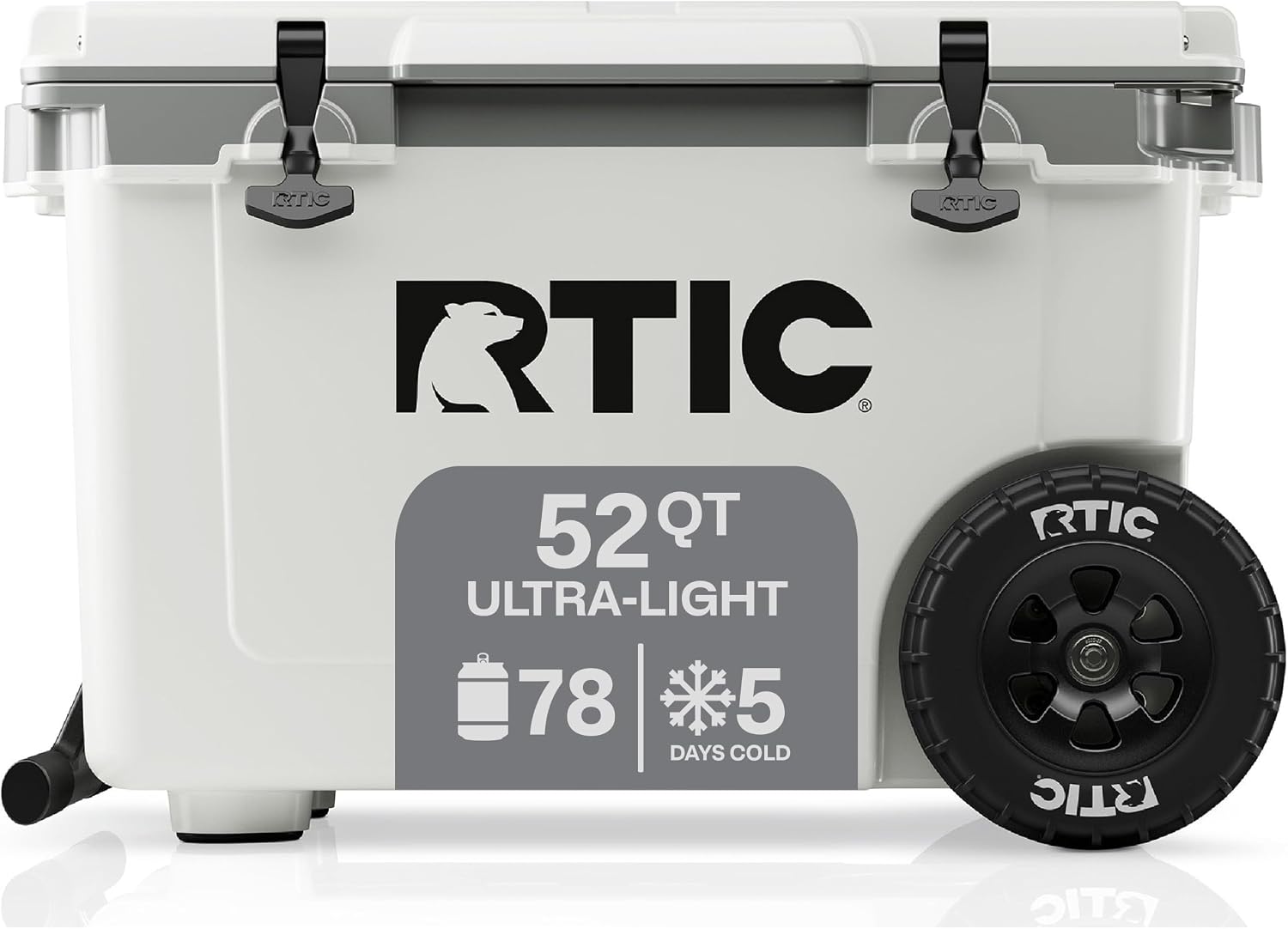 52 QT Ultra-Light Wheeled Hard Cooler | Insulated, Ice Chest Box, Beach, Drink, Beverage, Camping, Picnic, Fishing