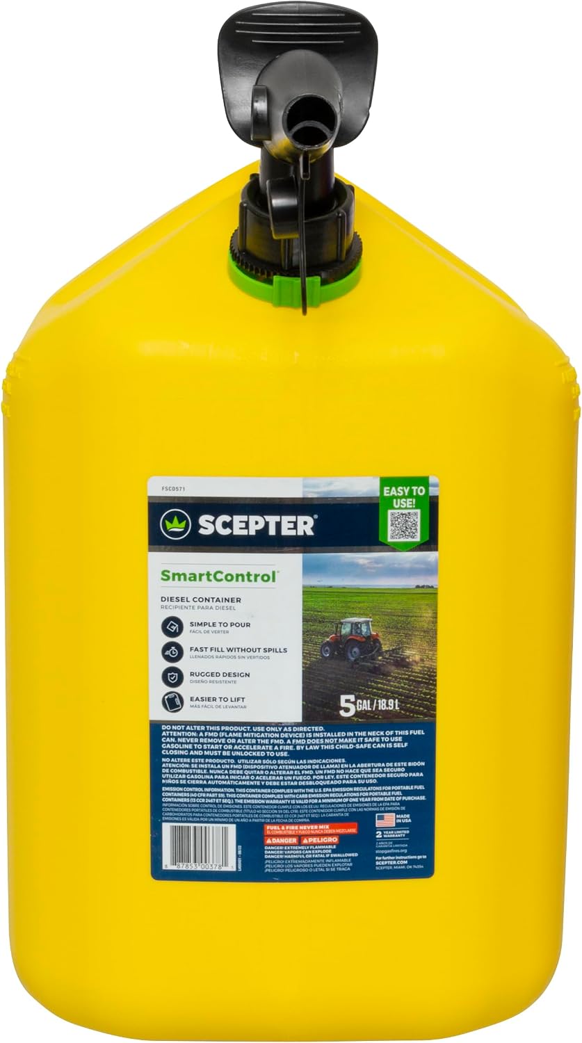 5 Gallon Gas Can with Spill Proof SmartControl Spout, Diesel Only | Diesel Only, EPA/CARB Compliant Fuel Container