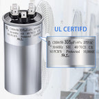 Fiada 30/5 MFD uF 370/440V CBB65 Dual Run Round Capacitor for AC Motor