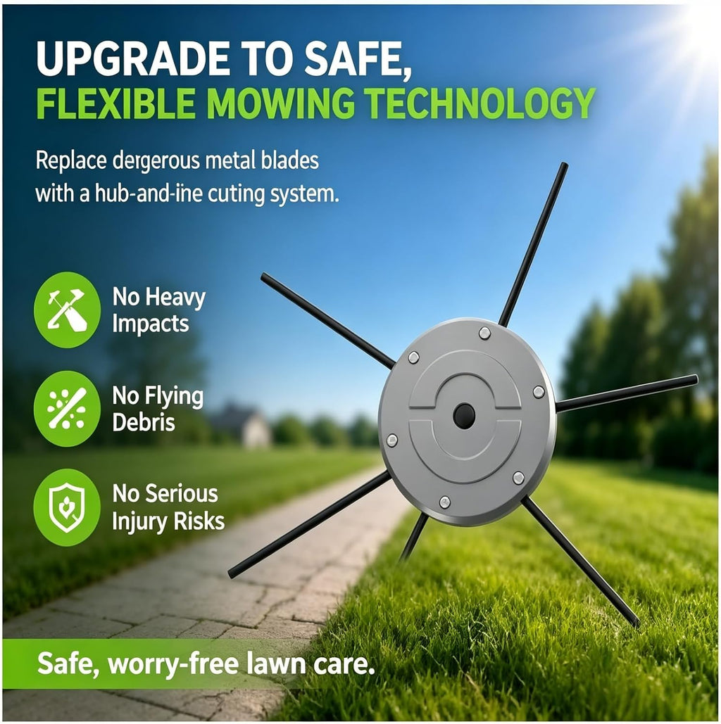 2026 Upgrade Mower Blade Replacement Kit,6-Line Solid Aluminum Weed Trimmer Head,Safe & Efficient Lawn Blade