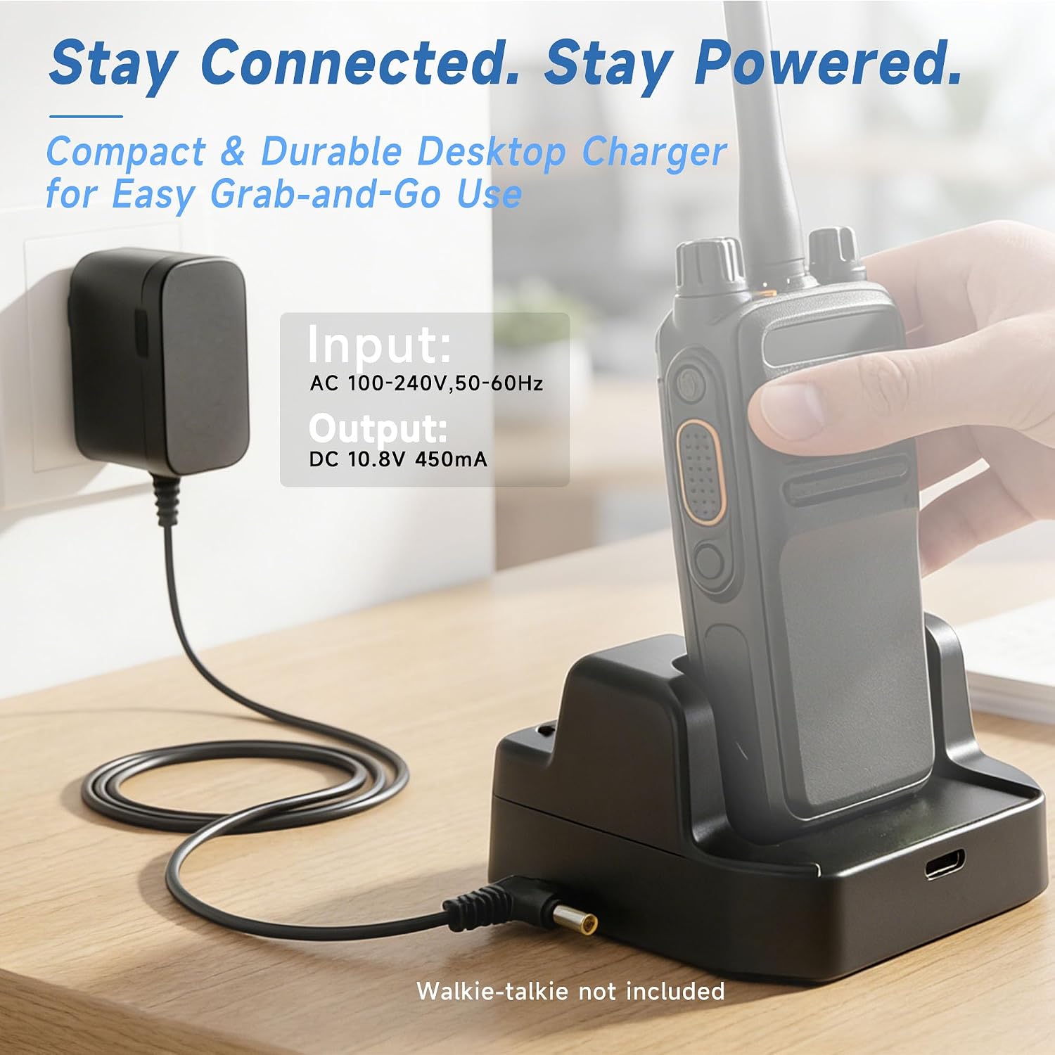 CD-41 Rapid Charger Replacement for Yaesu FT5DR FT3DR FT5D FT3D Two Way Radio | Smart desktop charger perfectly fits