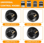 Universal Oven Knobs 4 Black Stove Knobs,12 Adapters, 4 Long, 8 Short | Compatible with Most Gas & Electric Ranges &