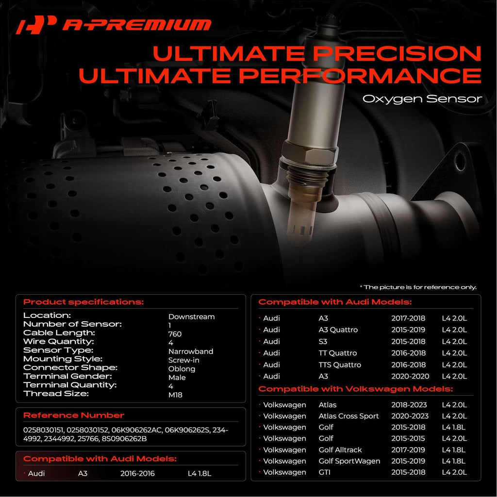 A-Premium Downstream O2 Oxygen Sensor Compatible with Volkswagen