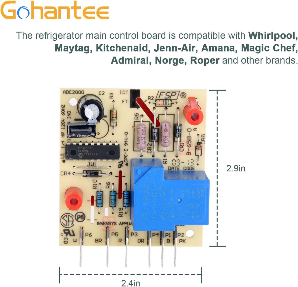 W10352689 Refrigerator Main Control Board Adaptive Defrost Control Board