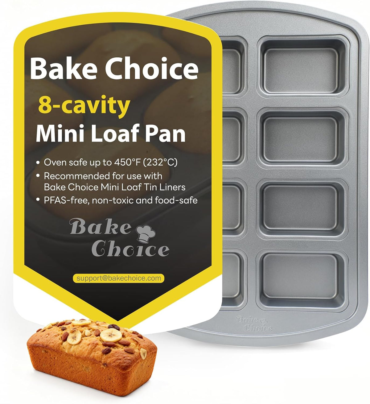 Mini Loaf Pan, 8-Cavity Non-Stick Carbon Steel Baking Pans Set